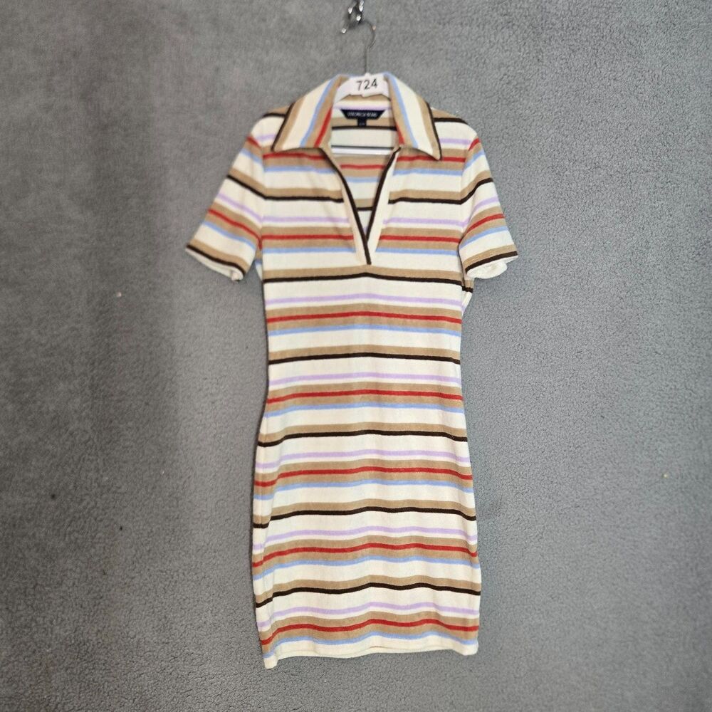 Veronica Beard Terrycloth Polo Mini Dress Womens XS Multicolor Self tan brown